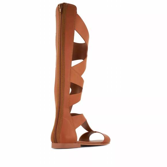 NEW ANDREA women's tall gladiator sandals with back zipper in brown - Picture 3 of 4